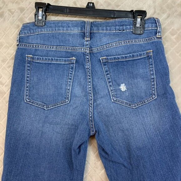 Gap Womens 8 Denim Jeans Blue Straight Crop Cuffed Low Rise Medium Wash Stretch - Picture 13 of 16